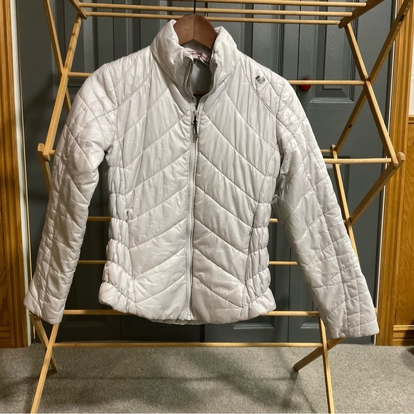 Obermeyer Girls Puffer Jacket Size M Light Gray Full-Zip Pockets - Picture 13 of 14